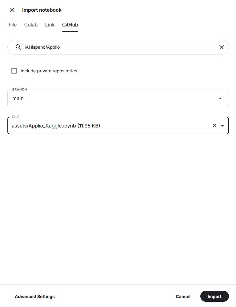 An image showing the import window